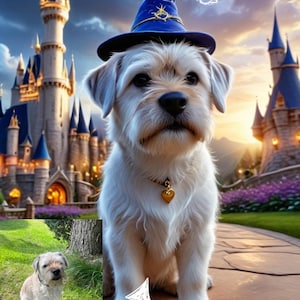 Custom Wizard Pet Portrait – Magical Dog Digital Art from Photo – Fantasy Pet Print Gift – Personalized Pet Art for Dog Lovers