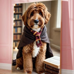 Funny Harry Potter Pet Portrait | Custom Magical Dog Art Print | Unique Gift for Pet Lovers | Wizard Style Pet Wall Art