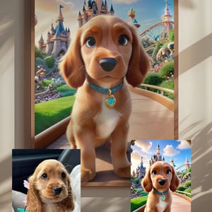 Aangepast huisdierportret in Disney-stijl – Digitale cartoonmuurkunst van de foto van je hond, perfect cadeau voor dierenliefhebbers Woondecoratie Behoeftige honden