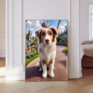 Digital Custom Disney Style Pet Portrait Personalized Cartoon Dog Cat Wall Art Pet Art from Photo Cute Gift for Pet Lovers Printable Decor
