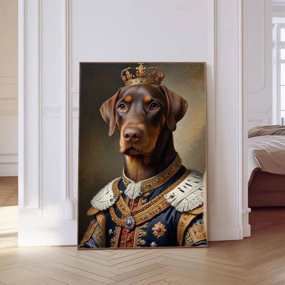 Funny Custom Royal Dog Portrait Personalized Pet Art From Photo in ...