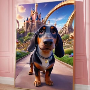 Aangepaste Disney-stijl huisdier portret cartoon hond digitale kunst van foto gepersonaliseerde huisdier muurkunst leuk cadeau voor dierenliefhebbers behoeftige blik ogen