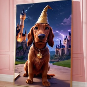 Custom Pet Wizard Portrait from Photo Personalized Dog or Cat Magic Art Unique Gift for Pet Lovers Digital Download Home Decor