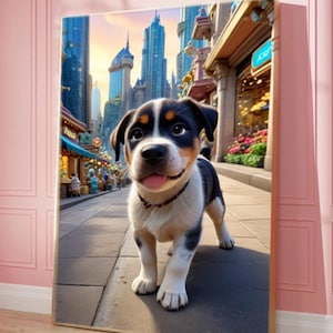 Custom Zootopia-Inspired Dog Portrait with Needy Puppy Eyes Personalized Cartoon Style Pet Illustration Home Decor Art for Dog Lovers
