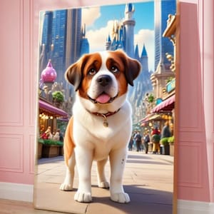 Custom Zootopia-Inspired Dog Portrait Personalized Cartoon Pet Illustration Cute Puppy Eyes Art for Dog Lovers Home Decor