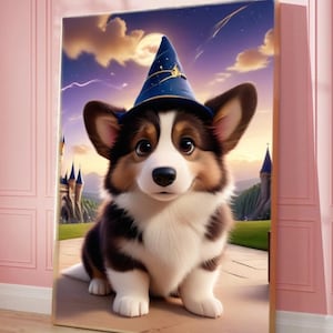 Custom Pet Wizard Portrait Magic Castle Pet Art Personalized Dog or Cat Print from Photo Fantasy Pet Artwork Unique Pet Lover Gift