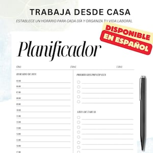 Planificador de Trabajo desde Casa, Agenda Diaria Personal, Planificador por Horas, Descarga Instantánea