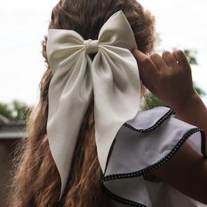Satin Coquette Large Hair Bows 6 in wide 12 in long on clip | Gifts for her | Hair Accessories | Mommy & Me Big Bow | Bridesmaid Gift