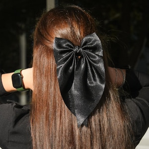 Silky Satin Oversized Hair Bow with Barrette - Statement Fashion Accessory
