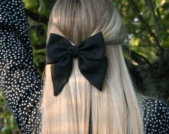 Black Satin Hair Bow for Women and Girls Large Satin Black Hair Bow Black Hair Bow Barrette Large Satin Hair Bow for Wedding