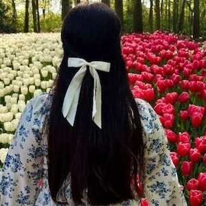 Silk satin big bow barrette glossy satin women hair accessory for women