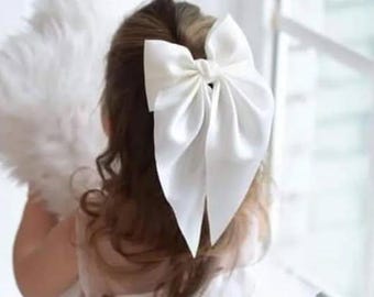 Baby Bow, Baby Hair Clips, Girls Bows, Toddler Hair Clips, Flower Girl Hair Clips, Baptism Hair Bow, Flower Girl White Bows, Christening Bow