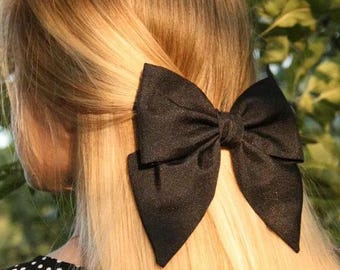 Black Big Satin Bow Large Hair Bow for Party Oversized Bow with Tail Giant Bow with Barrette Black Bow Hair Accessories for Girls Hen Party