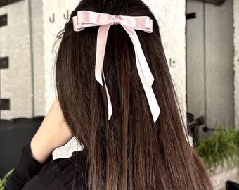 Lazo resistente de satén marfil Lazo doble blanco con cola Lazo doble delgado para novia Lazo para fiesta de bodas Lazo con pasador Lazo con pinza para el cabello