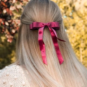 Silk satin giant hair bow, satin bow clip, oversized bow, hair bow, bow clip, barrette clip, hair bow women, hair accessories