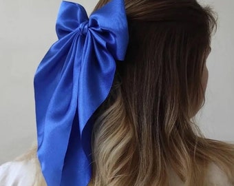 ELKE KLEUR, blauwe grote haarstrik meisje, haarelastiekjes meisjes, strik haarspeld, babyhaarstrik, peuterstrik haarspeldjes, satijnen haarstrik