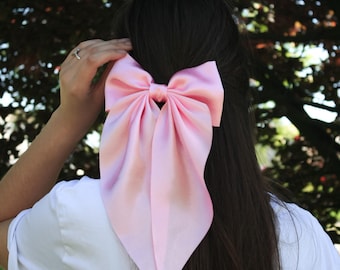 Pasador de pelo con lazo de satén rosa claro mate, pinza para lazo, regalo para preadolescentes, adolescentes, niñas, lazo de satén Florence, lazo para mujer, lazo para graduación.