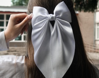 Bridal hair bow veil bow for hair with veil ivory silver bridal wedding headpiece hair accessory bridal hair accessory