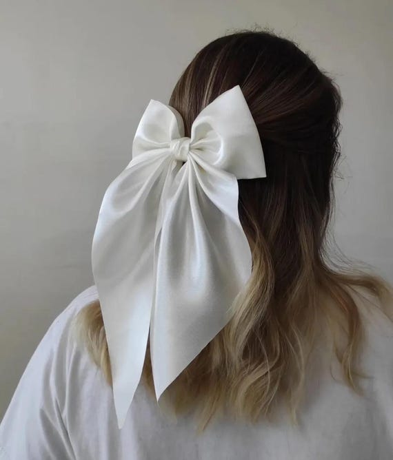 NWOT Ivory Silk Bridal Bow Scarf, Hair or Neck Accessory Silk bridal hair bow, ivory - Finished silk bridal bow  main image 4