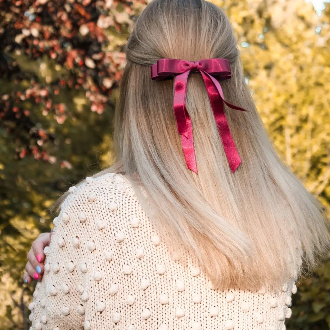 Ivory Satin Bow Hair Clip Flower Girl Hair Clip Cream Ribbon  display picture 3