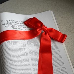 Red Satin Pigtail Hair Bow, Baby Hair Bows, Toddler Bows, Christmas and St. Valentine&#39;s Day Bows
