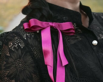 Lazo para el cabello burdeos, lazo para el cabello de satén rosa, pasador de lazo de cola larga, pinza de lazo coqueta, accesorios para el cabello de mujer, regalo de cumpleaños para niña