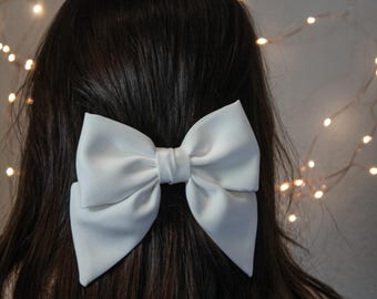Weiß Haarschleife Baby für Taufe, Kinder Schleife für besonderen Anlass, weiß Blumenmädchen Kopfschmuck, Braut Haarschleife, Hochzeit Schleife