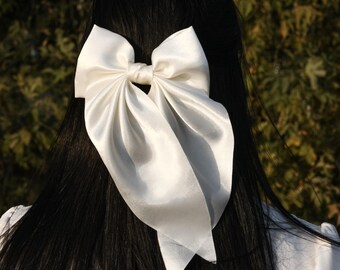 White Hair Bow, Bridal Bow, White Bow Hair, Bride to be Bow, Hen Party Gift, Future Mrs Accessories, Bridal Bow