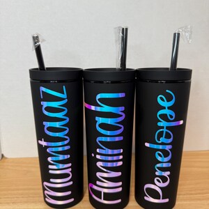 Custom skinny tumbler, personalized tumbler, personalized drink ware, skinny tumbler with straw, personalized party favor, personalized gift