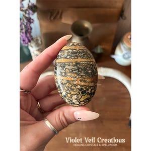 Leopard Skin Jasper Palmstone | Pocket Stone | Grounding and Transformation Crystal | Strength and Resilience