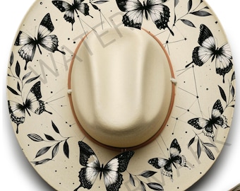 Plantilla para quemar un sombrero de mariposa, diseño pirograbado (plantilla digital)