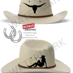 COWGIRL SPIRIT Hat Burning Design, Hat Pyrography, Traceable Digital Files, Printable Stencils, Hat Burning Design Template