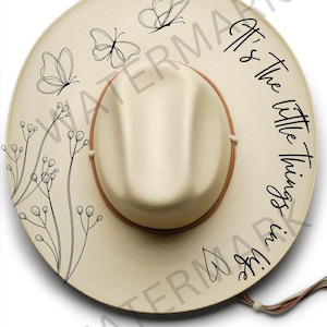 It&#39;s the Little Things Hat Burning Design, Pyrography, Printable Stencils, Digital Template, Laser Friendly Graphic, png jpg pdf svg files