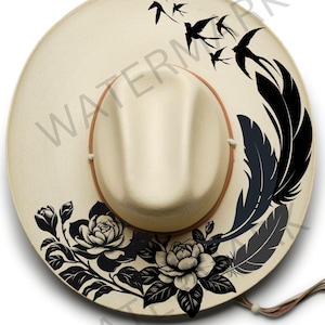 Birds of a Feather Hat Burning Design, Pyrography, Printable Stencils, Digital Template, Laser Friendly Graphic, png jpg pdf svg files
