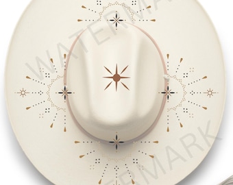 Diseño de sombrero de noche estrellada: Plantilla de pirograbado bohemio (archivos digitales)