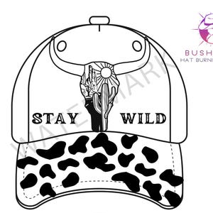 Design de chapéu queimado Stay Wild: estênceis de pirografia boho (arquivos digitais)