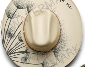 Plantilla para quemar "C'est la vie hat", diente de león boho, pirograbado, descarga digital