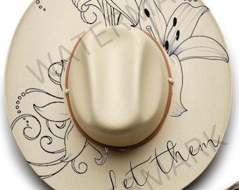 Let Them hat burning Stencil, descarga digital de pirograbado botánico, svg, pdf, jpeg, png