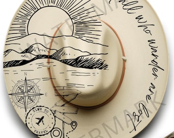 Diseño de sombrero Wanderlust: Plantilla de pirograbado bohemia (digital)