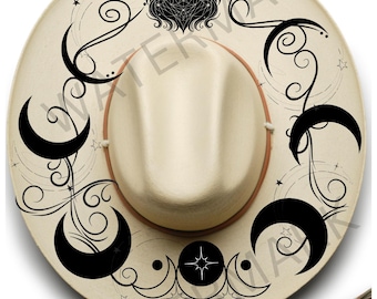 Plantilla para quemar un sombrero de enredadera celestial, diseño pirograbado (plantilla digital)