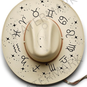 Celestial Calling Hat Burning Design, Hat Pyrography, Traceable Digital Files, Printable Stencils, Hat Burning Design Template, Mystical