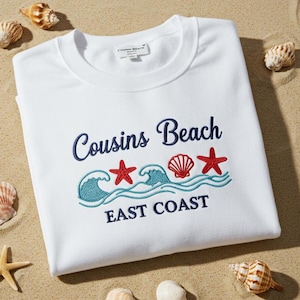 Cousins Beach Embroidery Sweatshirt, The Summer I Turned Pretty  Embroidered Crewneck, East Coast Embroidery, Coastal Ocean Lover Gift