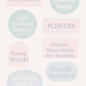 Paquete de pegatinas bohemias para refrigerios: pegatinas de regalo en tonos pastel con texto, ideales para paquetes de regalo o regalos hechos a mano.