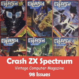 Crash ZX Spectrum, Vintage PC Magazine Collection, 98 Issues PDF - Digital Download