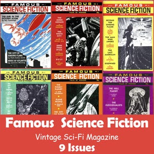 Famous  Science Fiction, Sci-Fi Vintage Magazine Collection, 9 Issues PDF - Digital Download