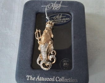 Vintage 1970s A&S Attwood Sawyer Signed Brooch Gold-plated