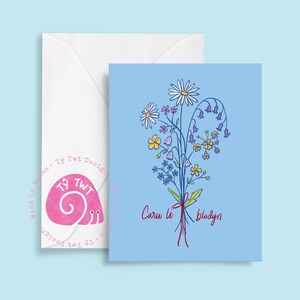 Caru Ti Blodyn Biglietto d'auguri romantico "Ti amo fiore" Perfetto per anniversari, San Valentino o semplicemente perché