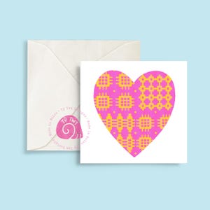 Roze Welshe deken vierkante kaart: rustiek, gezellig en perfect voor verjaardagen, Valentijnsdag of gewoon omdat