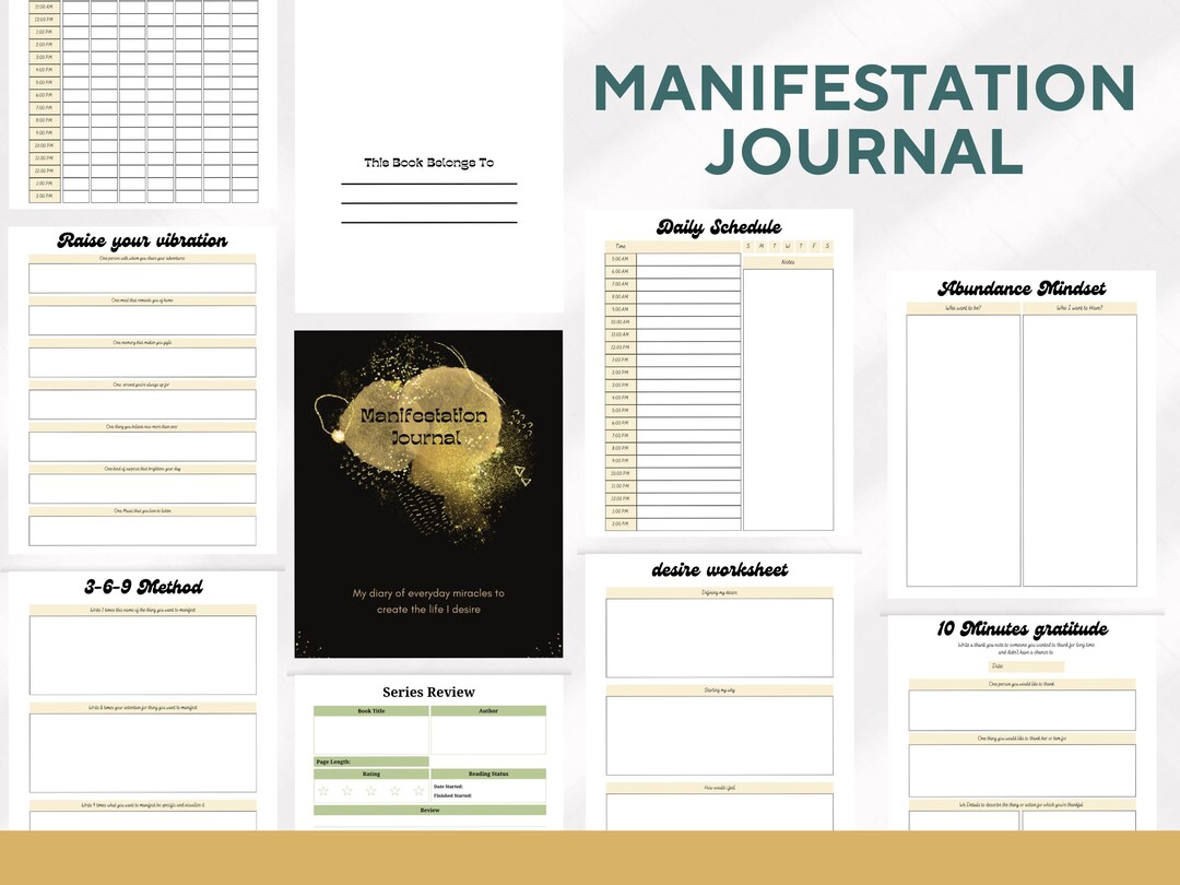 Manifestation Journal Printable | Law of Attraction Planner | Gratitude &amp; Affirmations Tracker ...