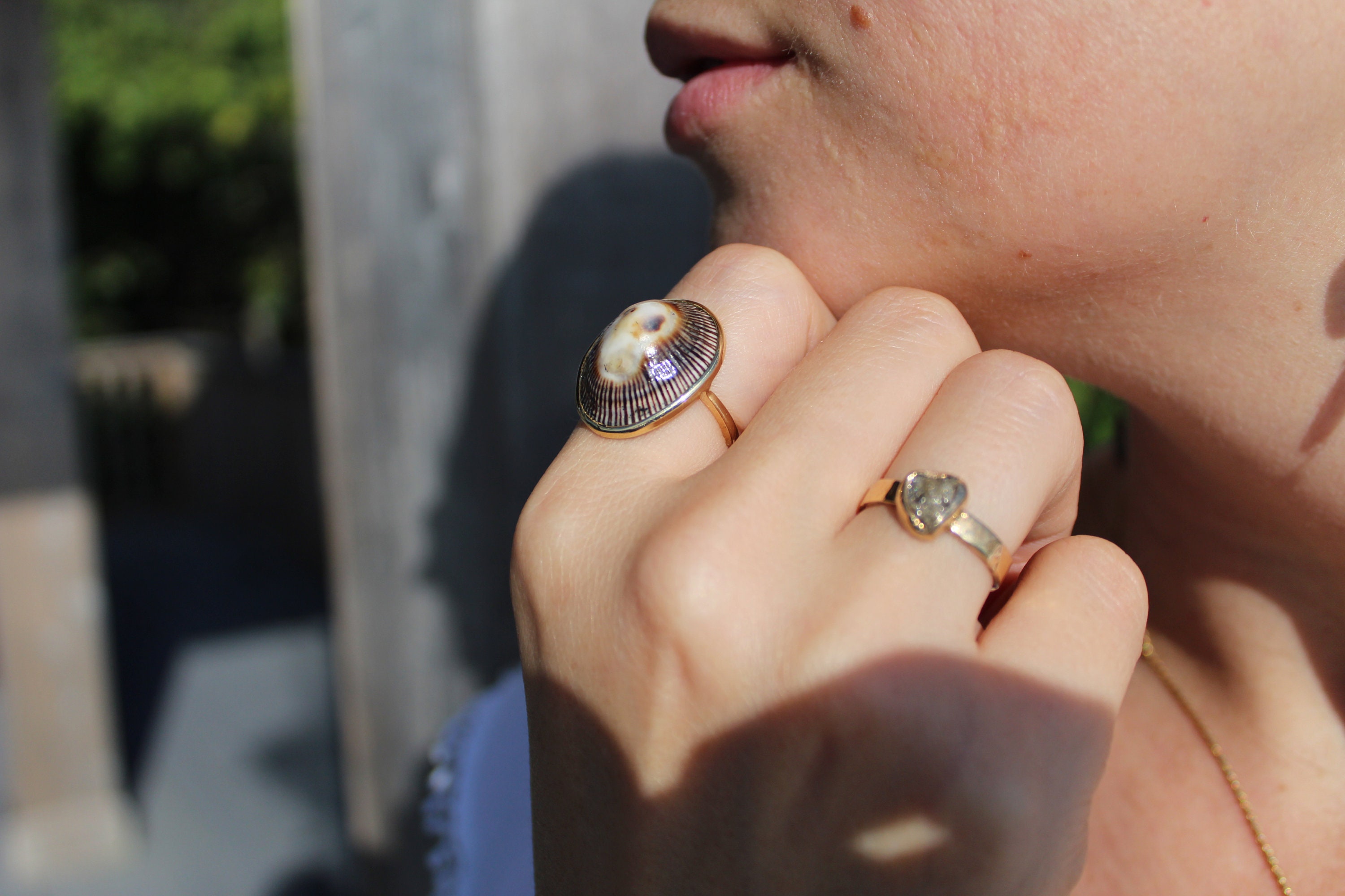 14k yellow gold Seashell statement ring Bohemian boho ocean Etsy